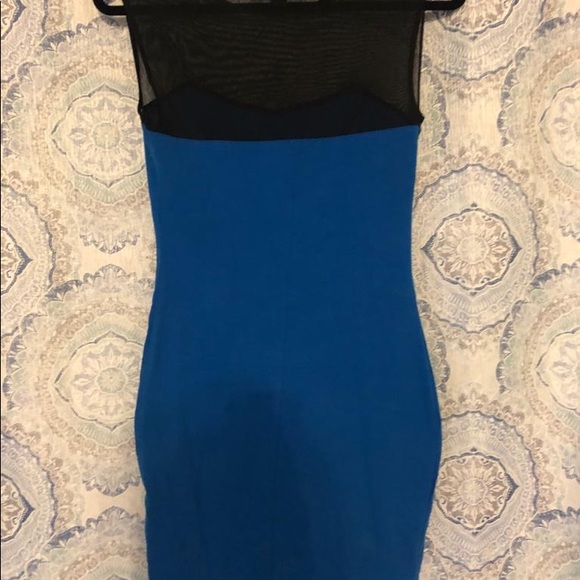 NWOT electric blue dress with black mesh - Picture 7 of 7